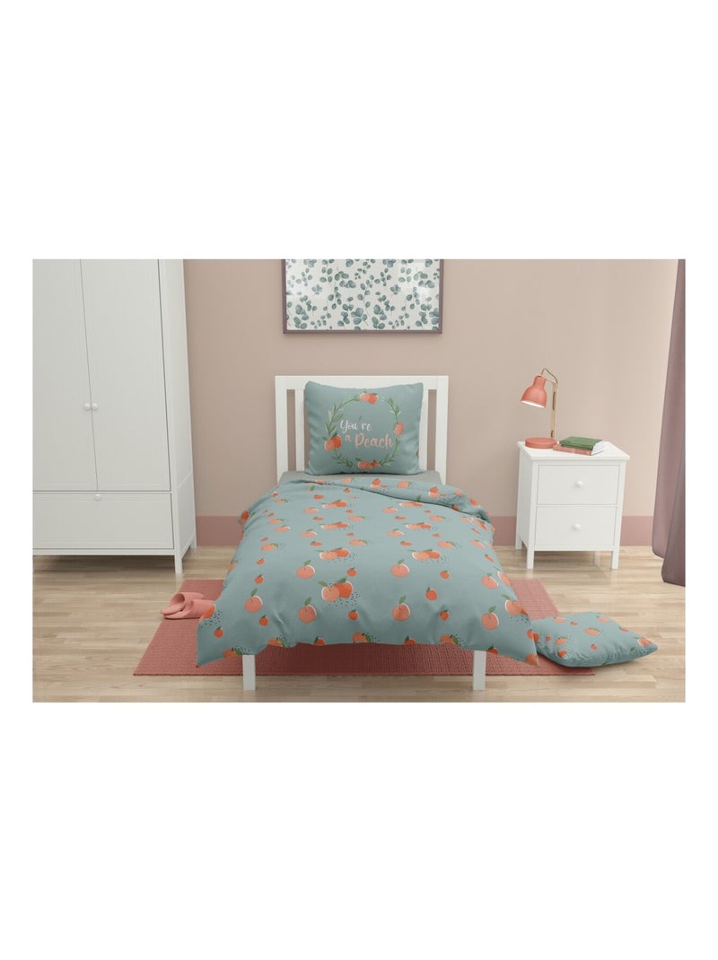 Parure de couette 2 pieces enfant coton 57 fils vert 140x200 cm - PEACHY Vert - Kiabi