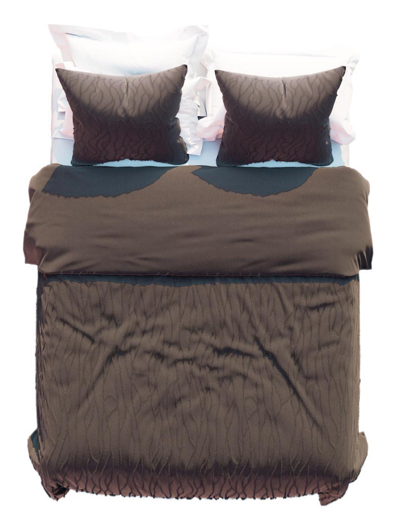 Parure de couette 240x220 cm TUFT, par Soleil d'Ocre avec 2 taies d'oreiller gris anthracite - Kiabi