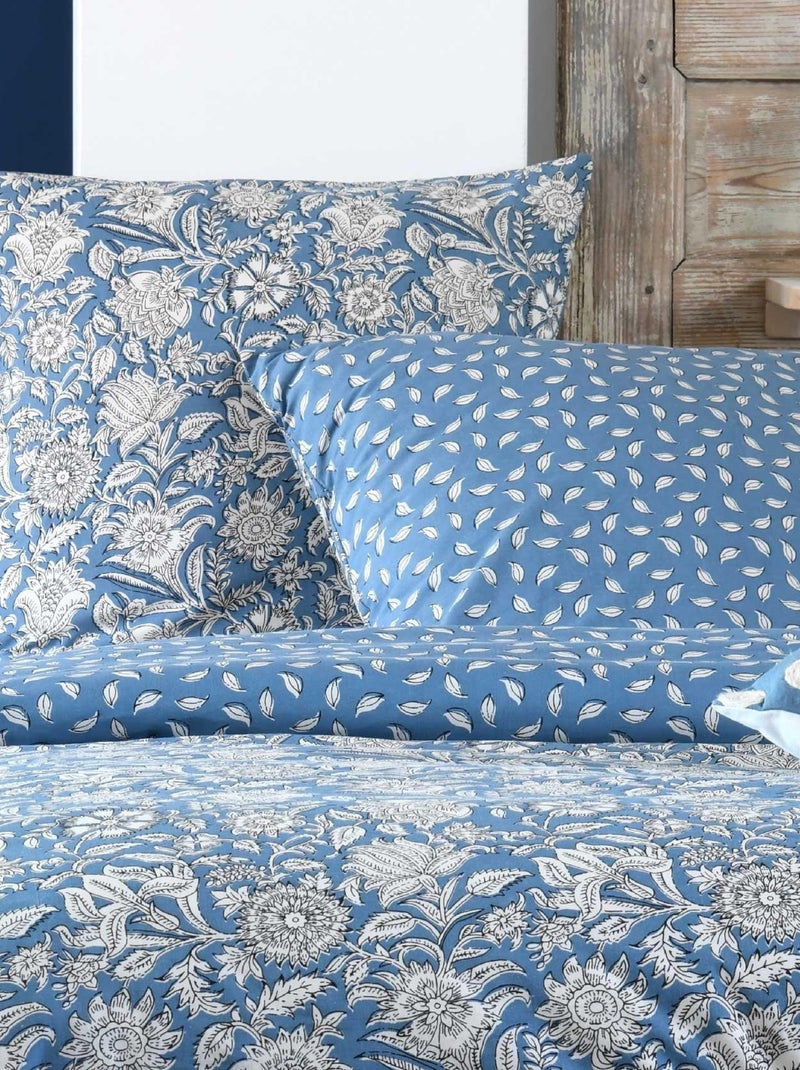 Parure de couette aux impressions fleuries Bleu - Kiabi