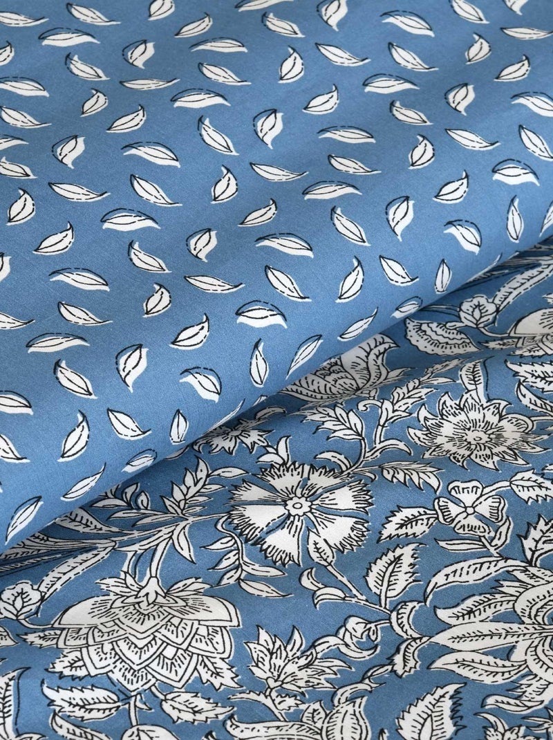 Parure de couette aux impressions fleuries Bleu - Kiabi