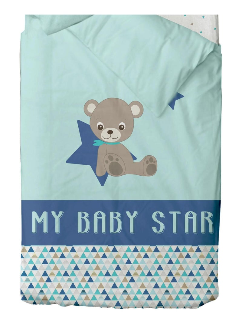 Parure de couette baby star Bleu céladon - Kiabi