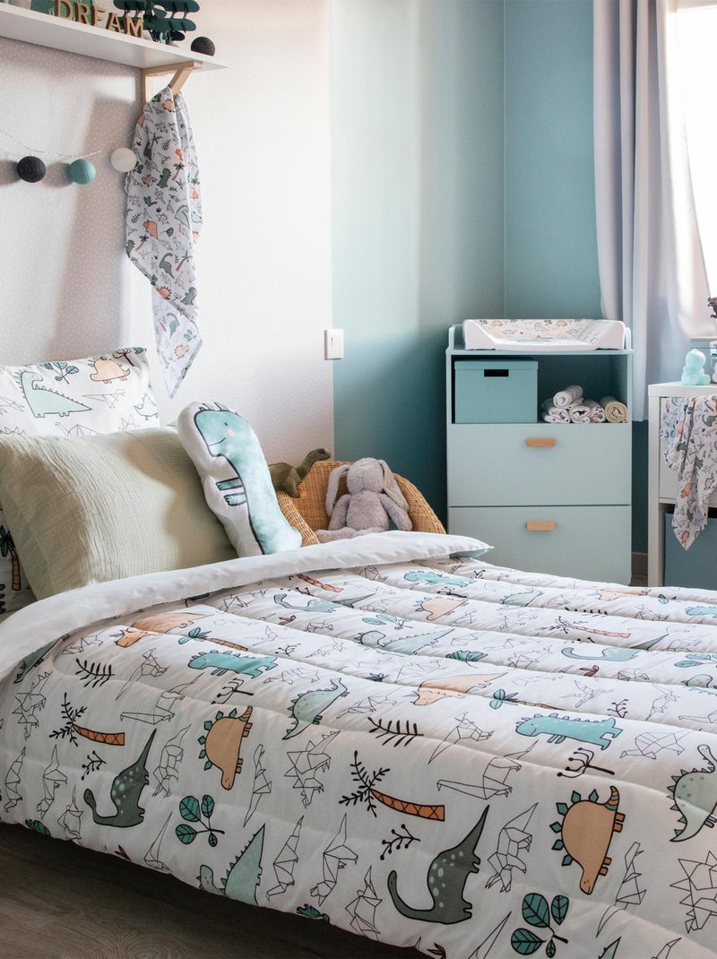 Parure de couette Collection Tom Le Dinosaure Blanc - Kiabi