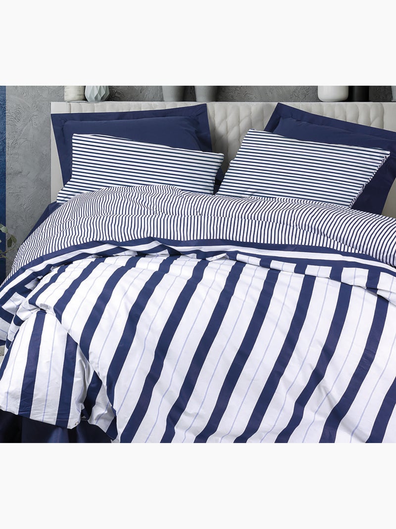 Parure de couette , coton imprimé Bleu marine - Kiabi
