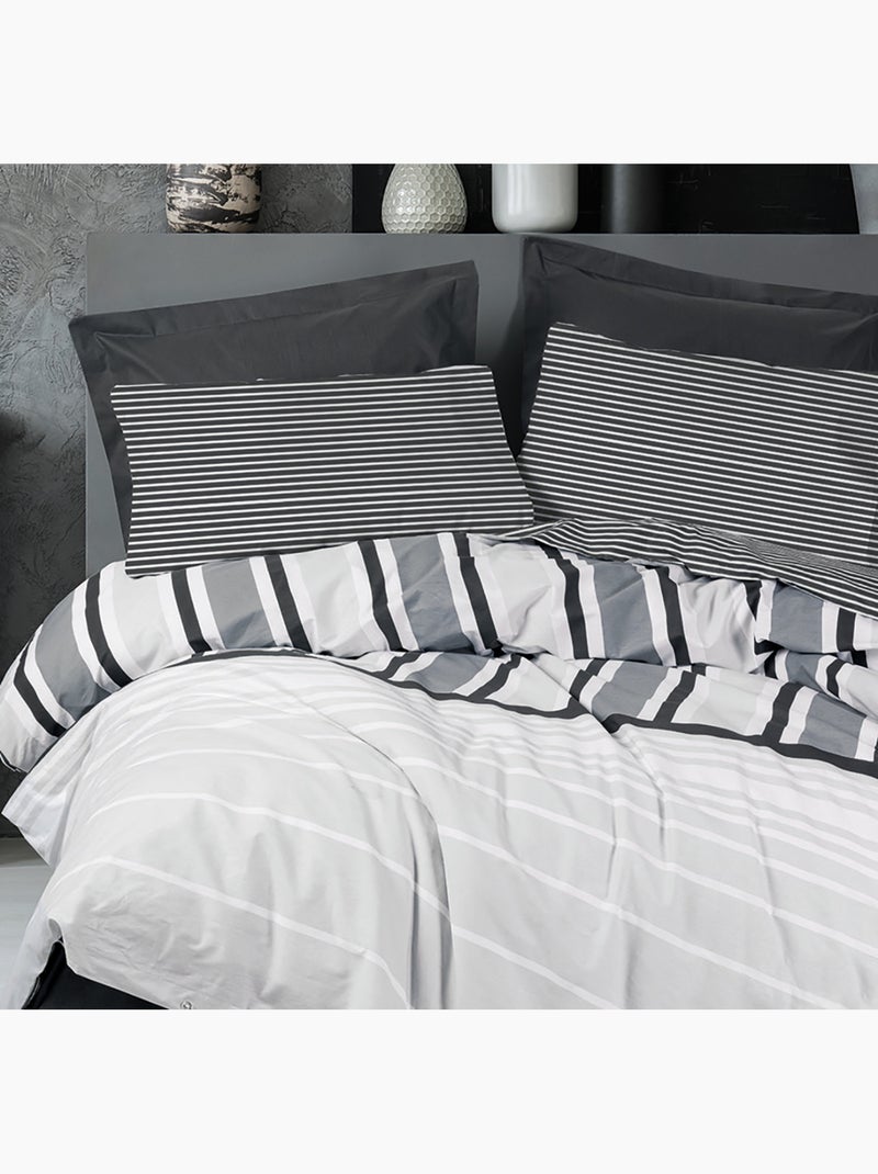 Parure de couette , coton imprimé Gris - Kiabi