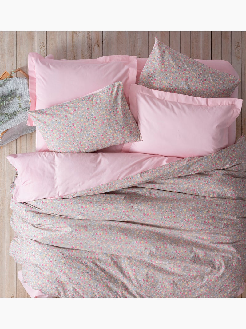 Parure de couette , coton imprimé Rose - Kiabi