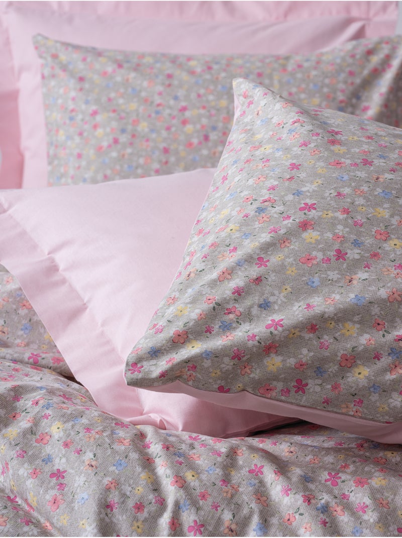Parure de couette , coton imprimé Rose - Kiabi