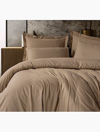 Parure de couette coton uni jacquard