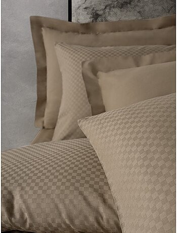 Parure de couette coton uni jacquard