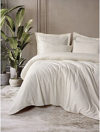 Parure de couette coton uni jacquard