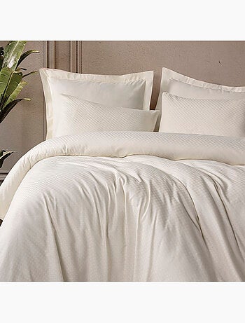 Parure de couette coton uni jacquard