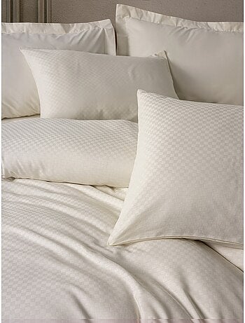 Parure de couette coton uni jacquard