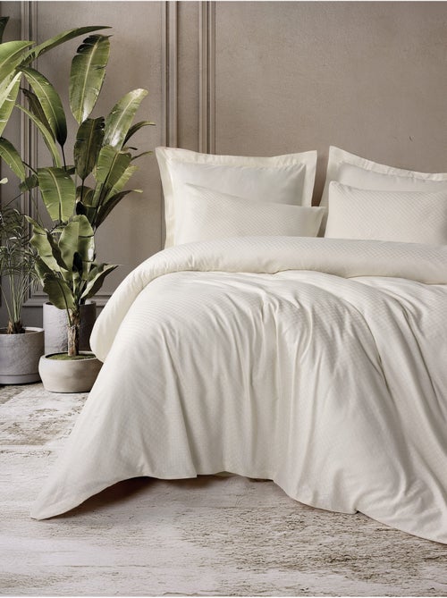 Parure de couette coton uni jacquard - Kiabi Parure de couette coton uni jacquard - Kiabi