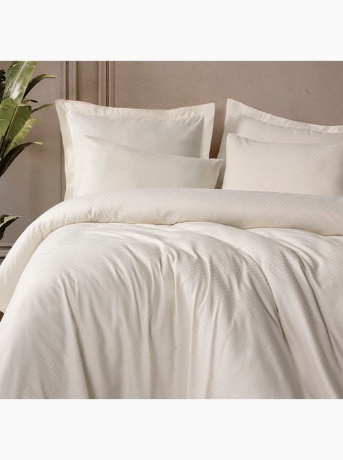 Parure de couette coton uni jacquard - Kiabi Parure de couette coton uni jacquard - Kiabi