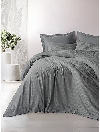 Parure de couette coton uni jacquard