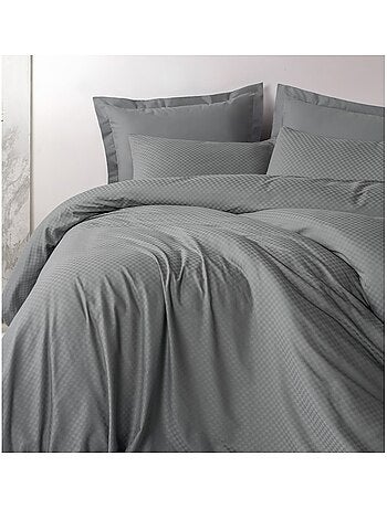 Parure de couette coton uni jacquard