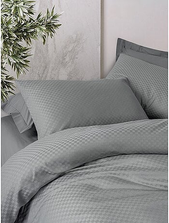 Parure de couette coton uni jacquard
