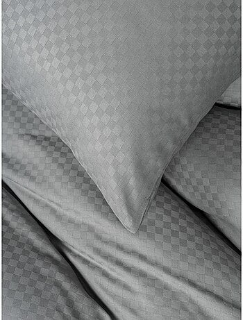 Parure de couette coton uni jacquard