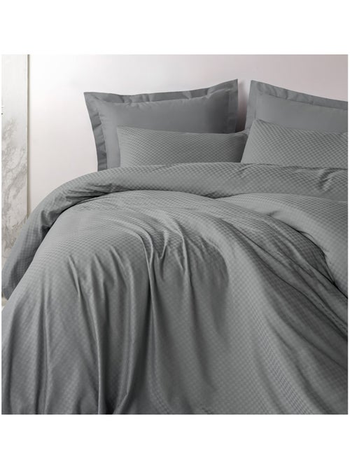 Parure de couette coton uni jacquard - Kiabi Parure de couette coton uni jacquard - Kiabi