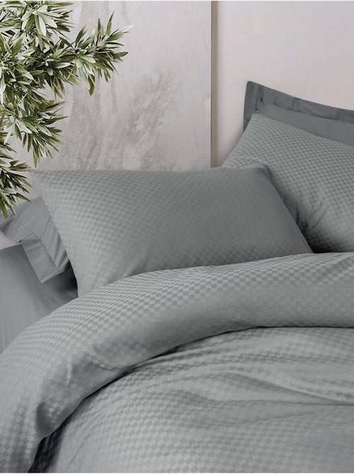 Parure de couette coton uni jacquard - Kiabi Parure de couette coton uni jacquard - Kiabi