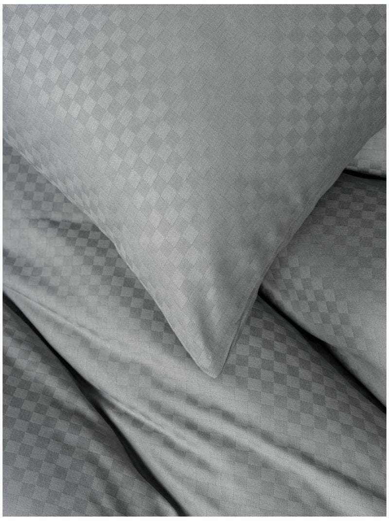 Parure de couette  coton uni jacquard Gris - Kiabi