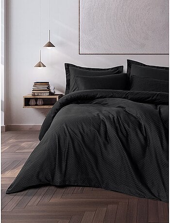 Parure de couette coton uni jacquard