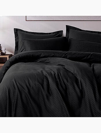 Parure de couette coton uni jacquard