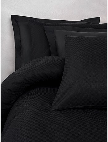 Parure de couette coton uni jacquard