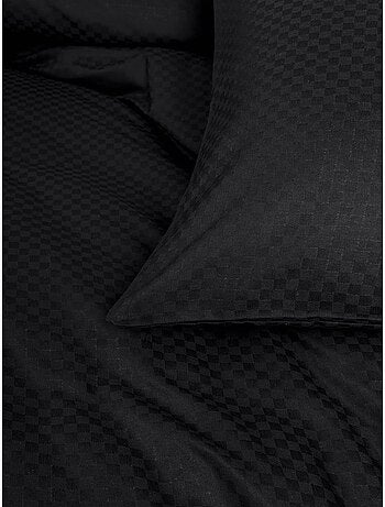 Parure de couette coton uni jacquard