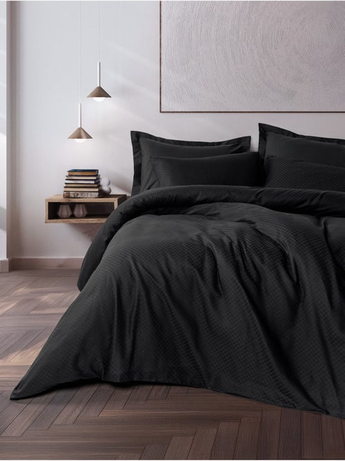 Parure de couette coton uni jacquard - Kiabi Parure de couette coton uni jacquard - Kiabi