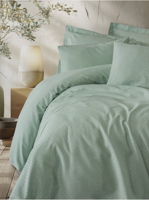 Parure de couette coton uni jacquard - Kiabi Parure de couette coton uni jacquard - Kiabi