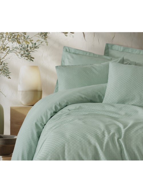 Parure de couette coton uni jacquard - Kiabi Parure de couette coton uni jacquard - Kiabi
