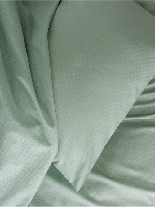Parure de couette coton uni jacquard - Kiabi Parure de couette coton uni jacquard - Kiabi