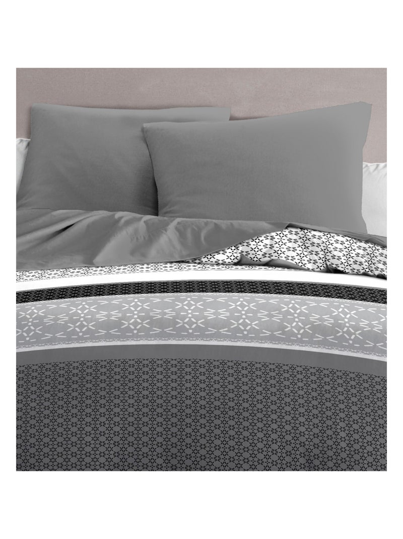 Parure de couette – Douce et facile d'entretien – Motifs modernes – Diffus – Home linge passion Gris - Kiabi