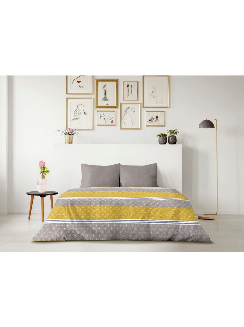 Parure de couette – Douce et facile d'entretien – Motifs modernes – Ophrys – Home linge passion Gris - Kiabi