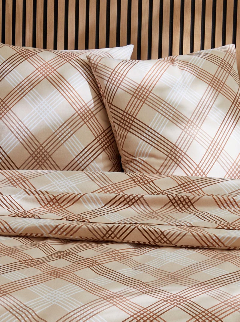 Parure de couette en flanelle au look graphique Beige foncé - Kiabi