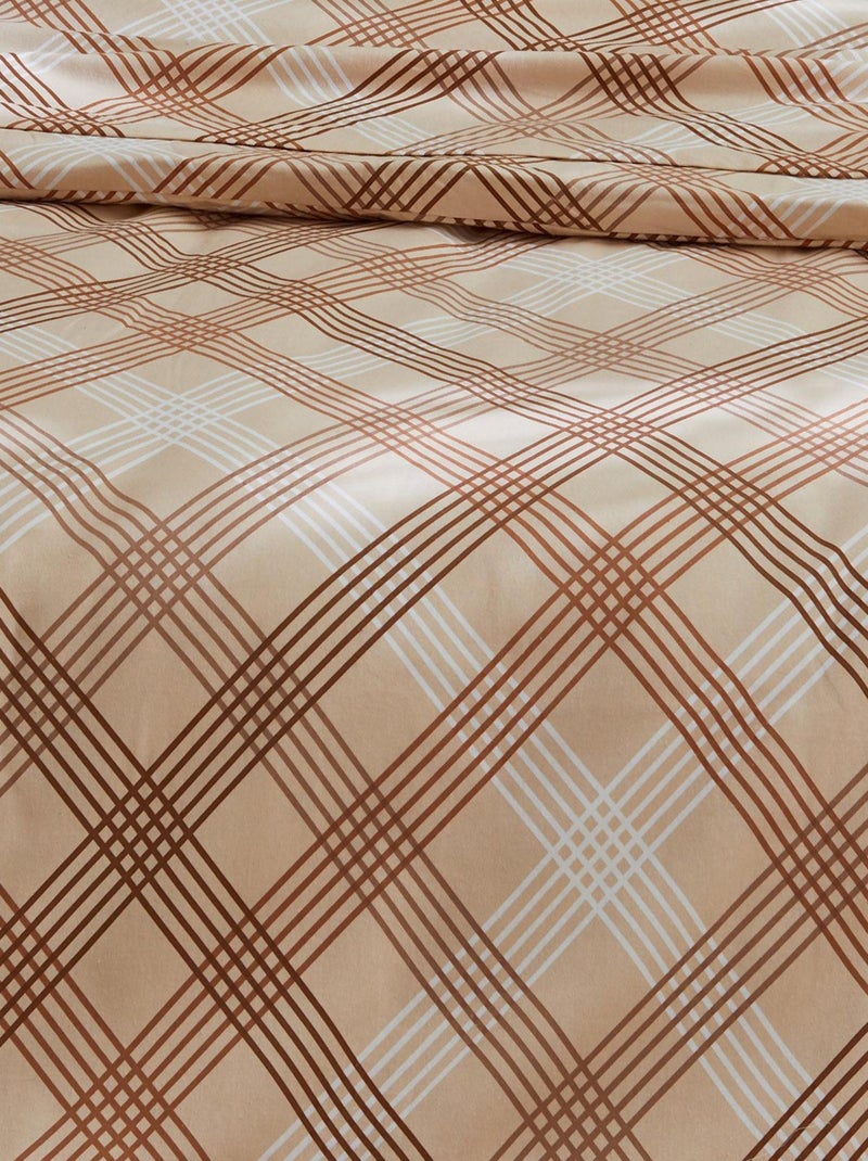 Parure de couette en flanelle au look graphique Beige foncé - Kiabi