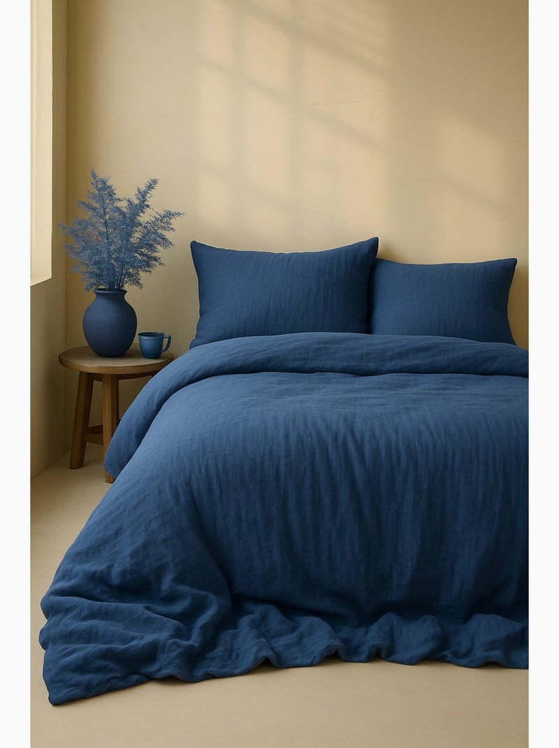 Parure de couette en gaze de coton - La sultane - Bleu - Kiabi