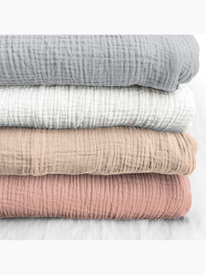 Parure de couette en gaze de coton Gris Argenté - Kiabi