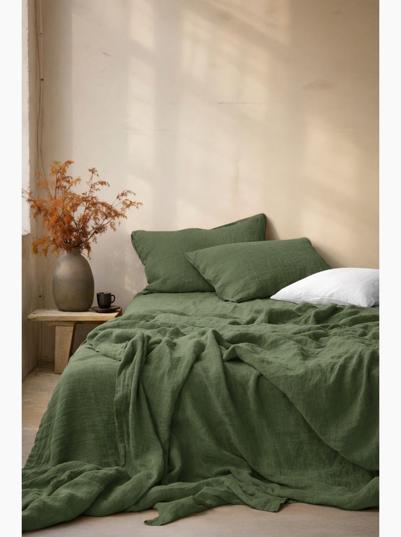Parure de couette en gaze de coton  La sultane Kaki - Kiabi