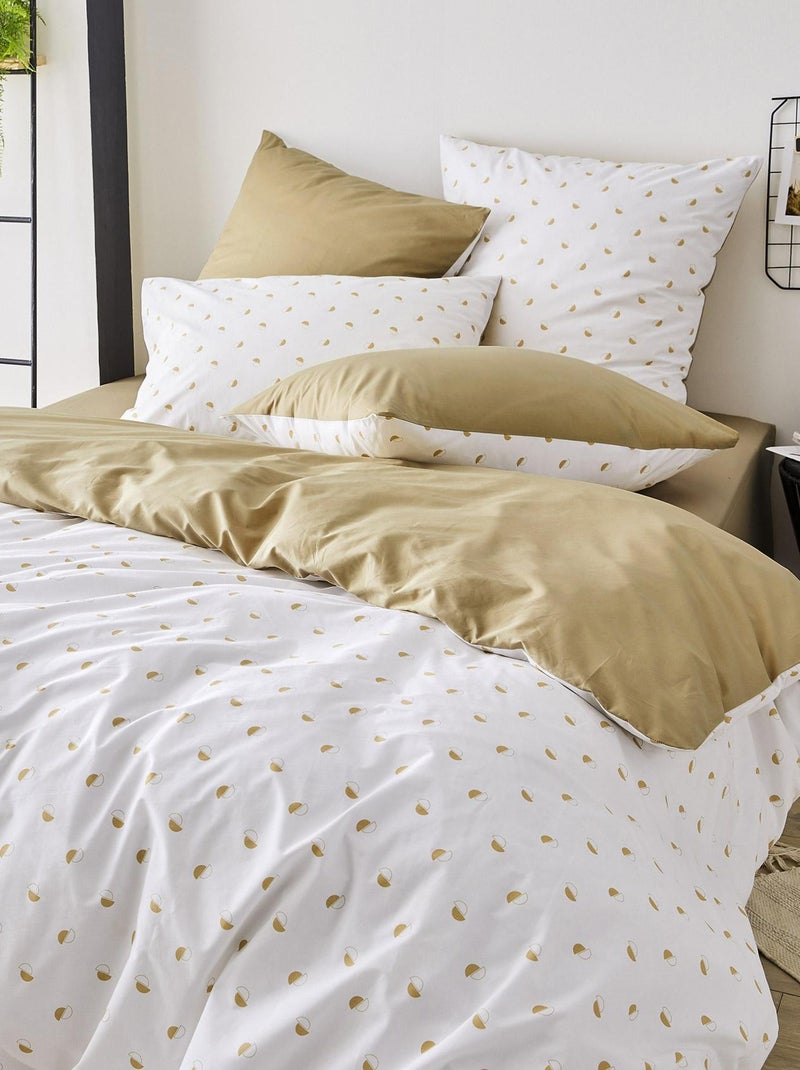 Parure de couette en percale de coton au style géométrique Beige - Kiabi