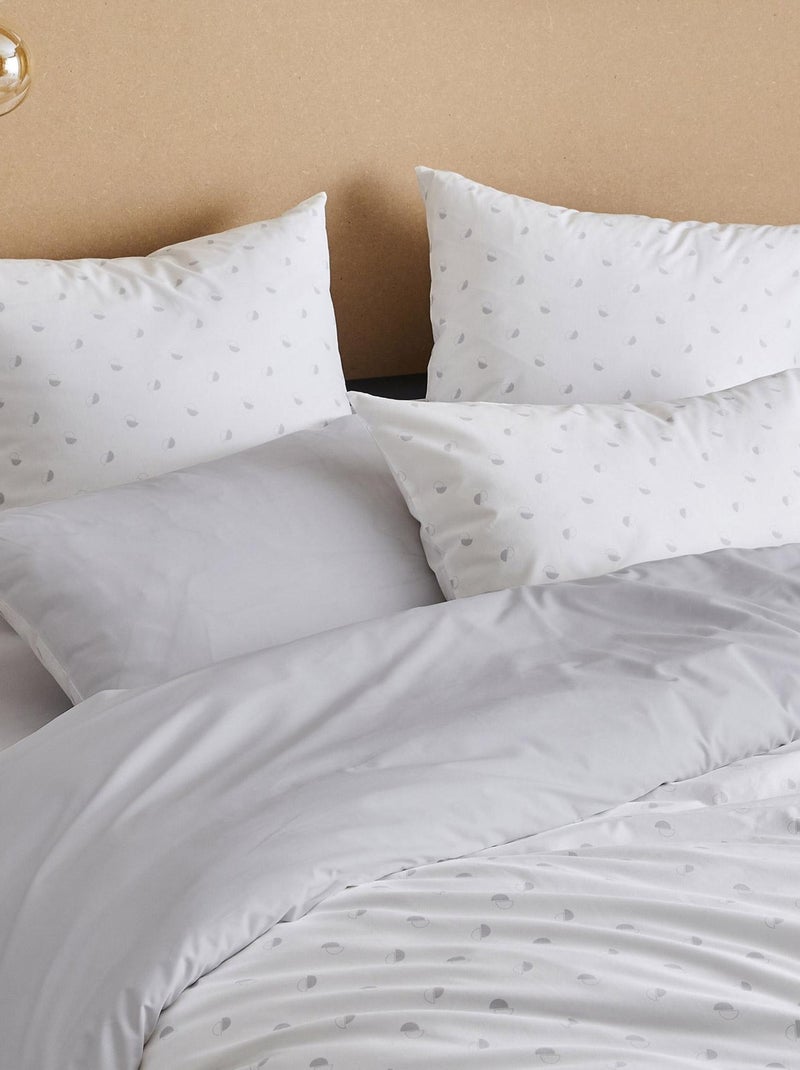 Parure de couette en percale de coton au style géométrique Gris clair - Kiabi