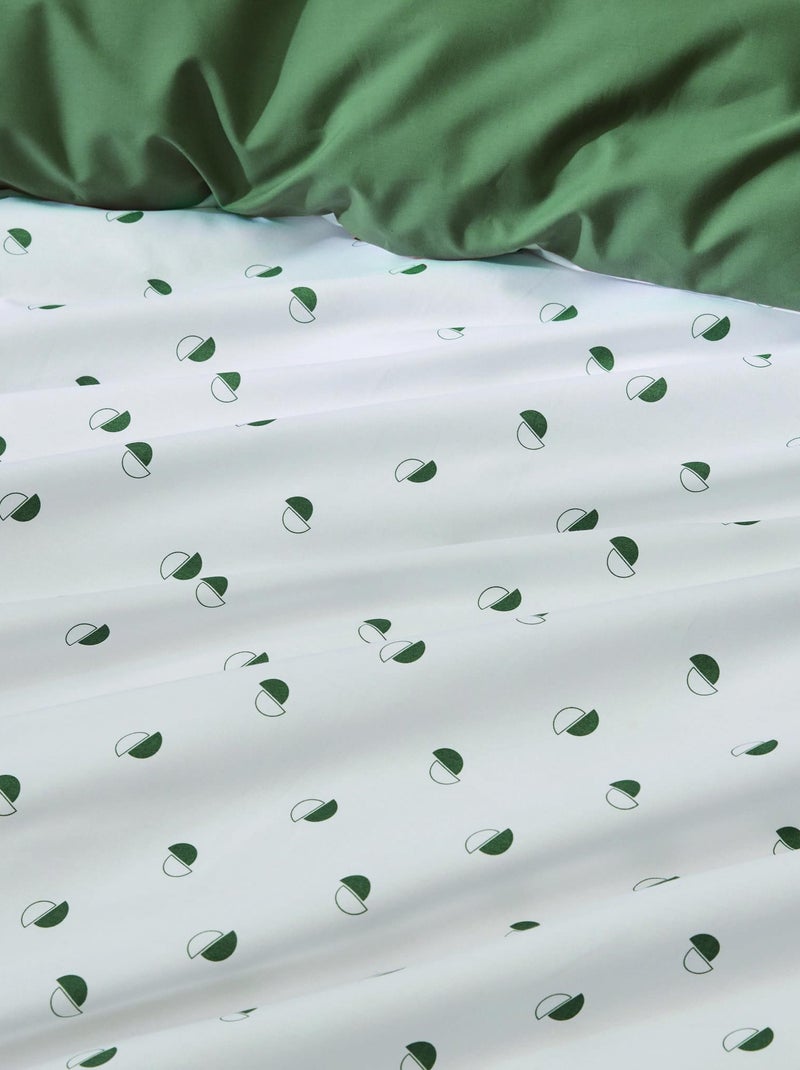 Parure de couette en percale de coton au style géométrique Vert olive - Kiabi