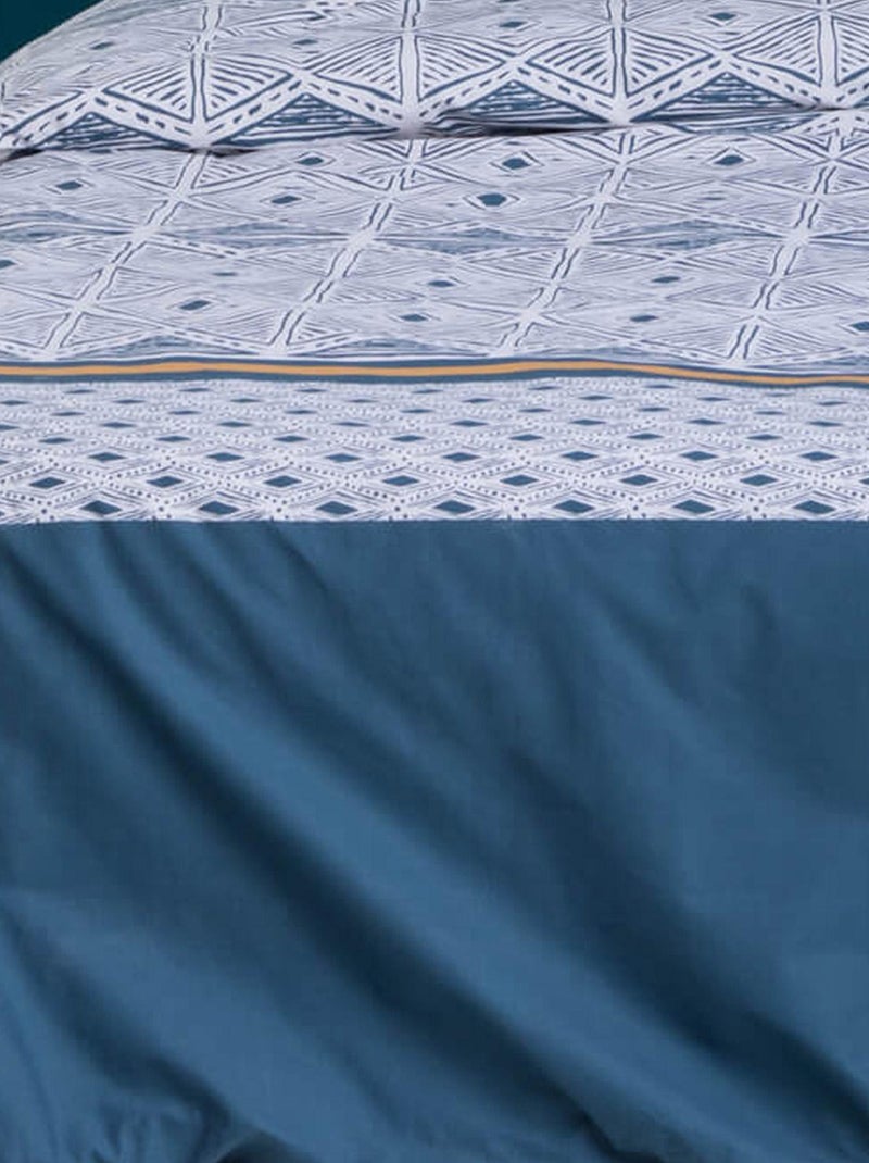 Parure de couette en percale de coton aux motifs texturés Bleu - Kiabi