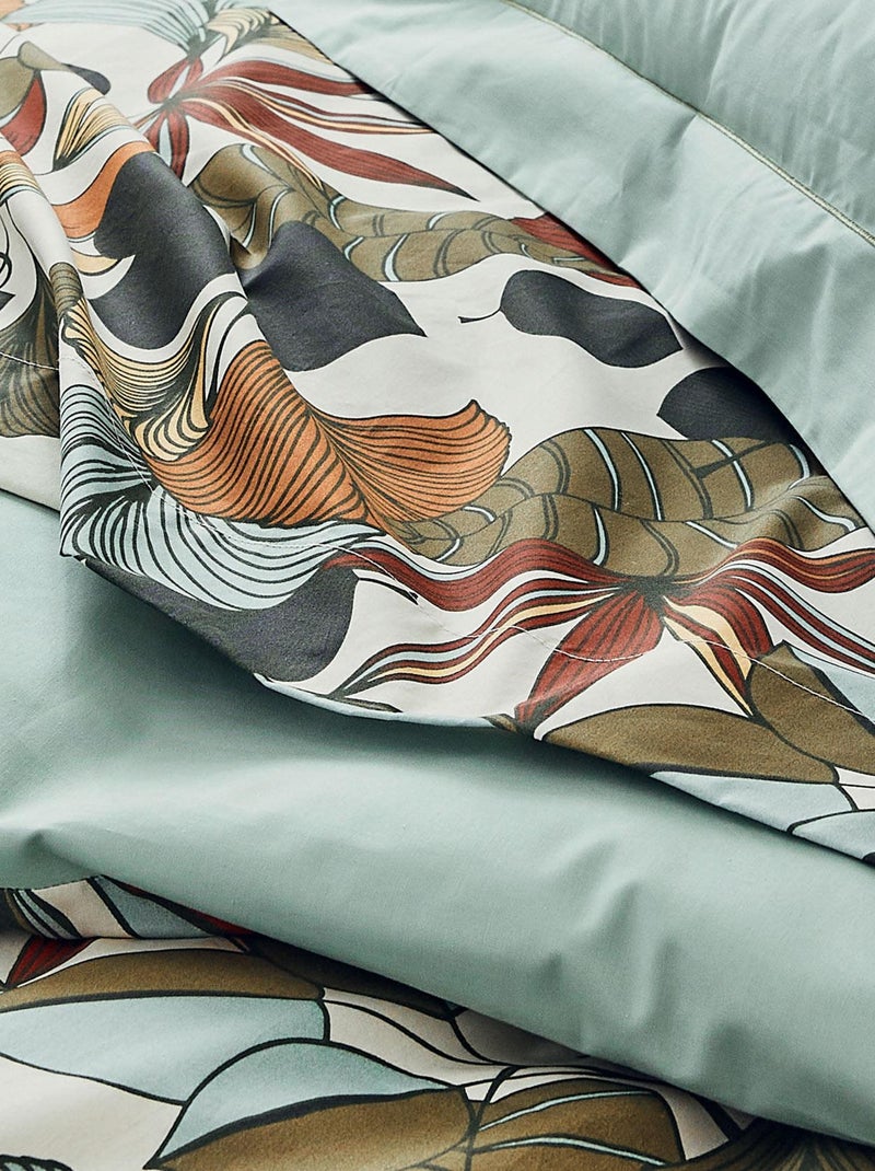 Parure de couette en percale de coton esprit nature Vert - Kiabi