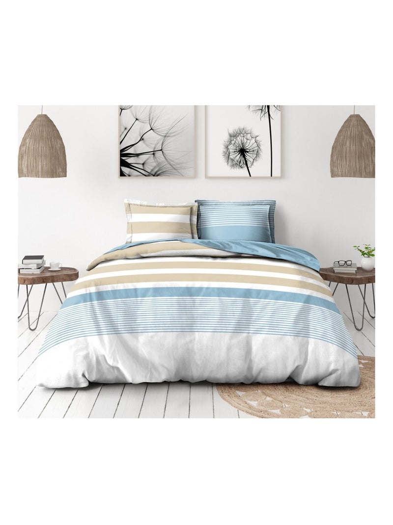 Parure de couette en percale de coton La courtisane Bleu clair - Kiabi