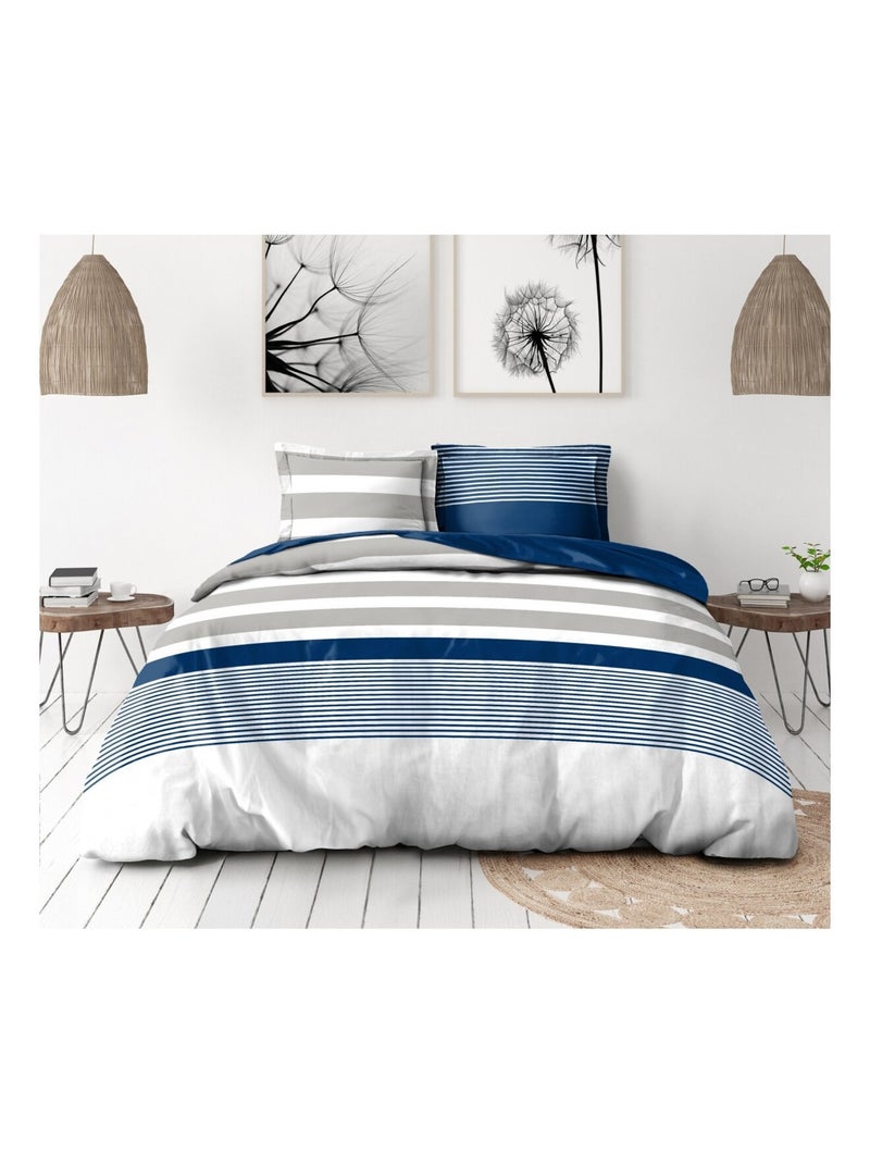 Parure de couette en percale de coton La courtisane Bleu - Kiabi