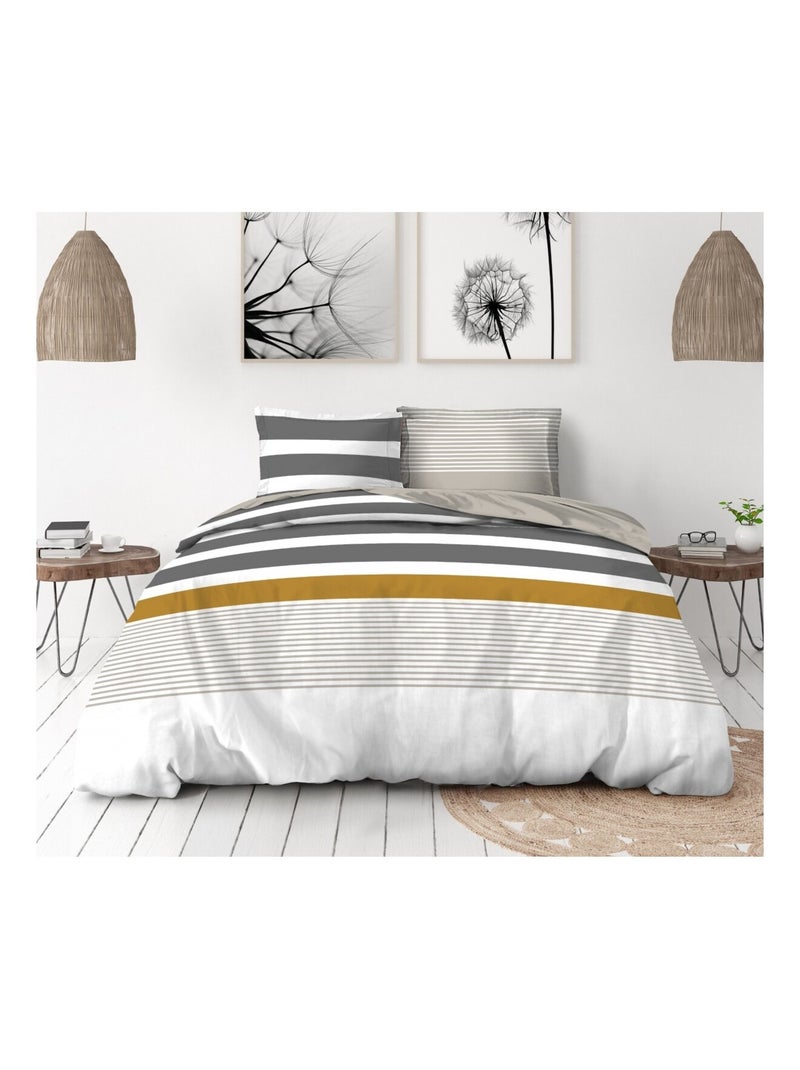 Parure de couette en percale de coton La courtisane Gris - Kiabi