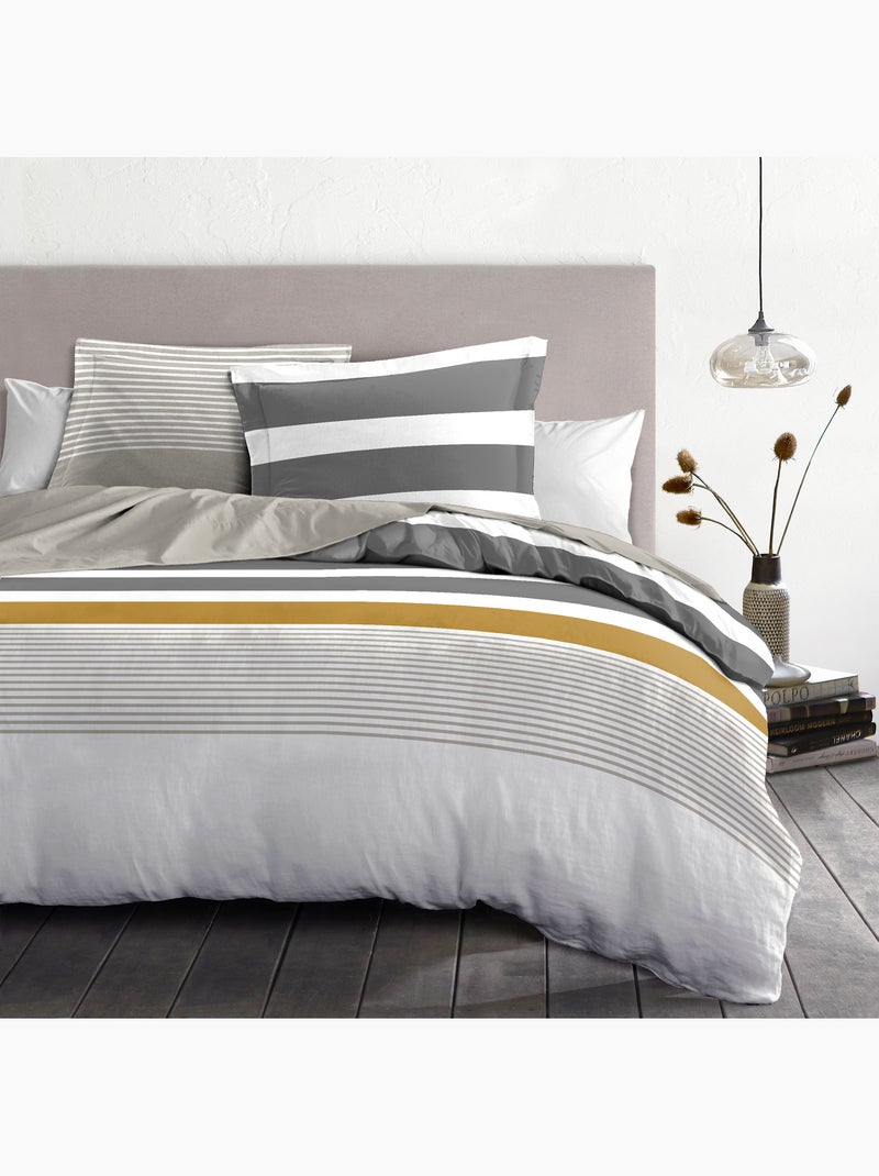 Parure de couette en percale de coton La courtisane Gris - Kiabi