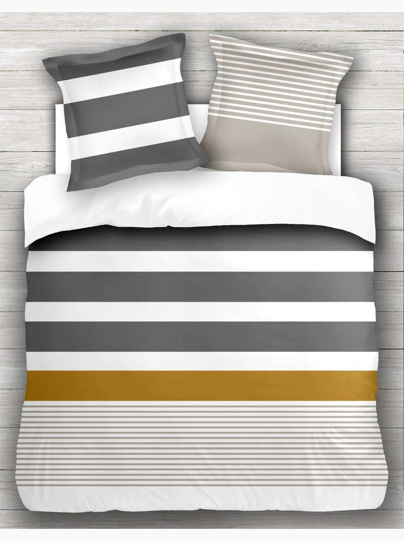 Parure de couette en percale de coton La courtisane Gris - Kiabi