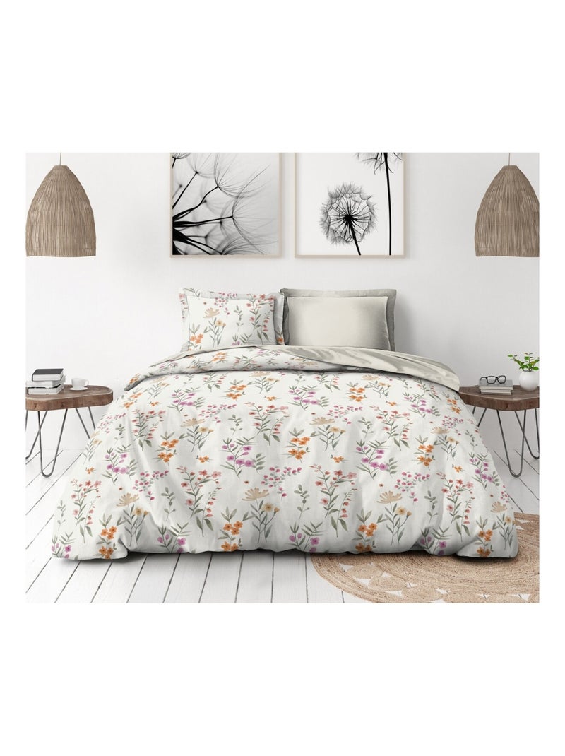 Parure de couette  en percale de coton La flamboyante Blanc cassé - Kiabi